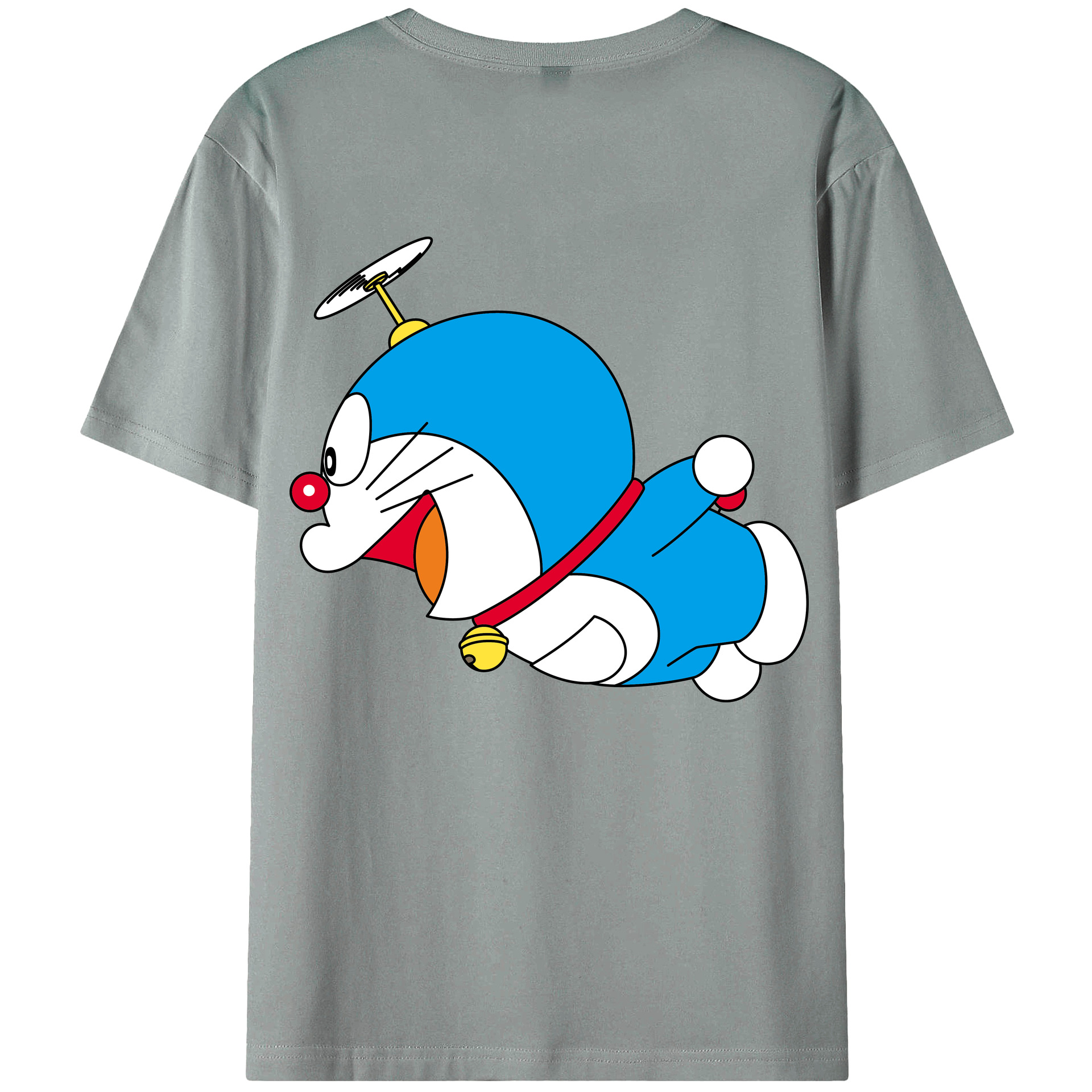 （画像用） ドラえもん Doraemon 綿100％ メンズ半袖Tシャツ（バックプリント） 通気性